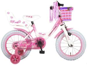 Volare Rose Children's Bicycle - Girls - 14 inch - Pink/White