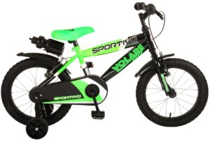 Volare Sportivo Children's Bicycle - Boys - 16 inch - Neon Green Black - Two handbrakes - 95% assembled